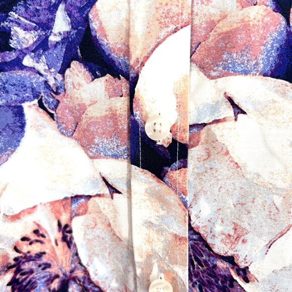 Chicos Chic Stretch No Iron LARGE 2 US 12 Purple Pink Formal Tropical Shirt Top - Picture 4 of 8